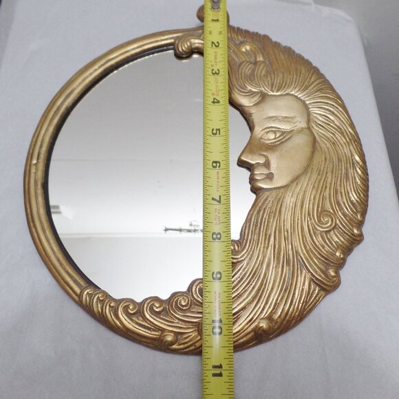 Penco Crescent Man in The Moon Wall Mirrorl Brass - Picture 10 of 10